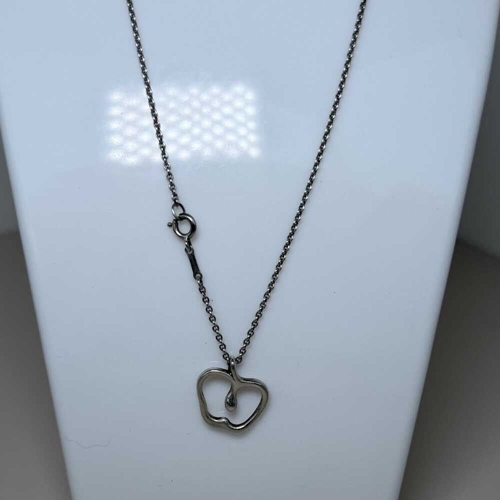 Tiffany & Co. Elsa Peretti Sterling Silver Open Apple Pendant Necklace